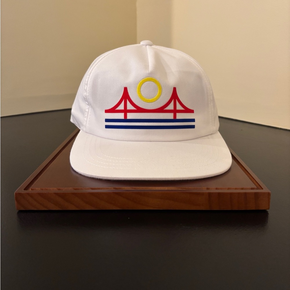 White Snapback Hat with Bridge Design